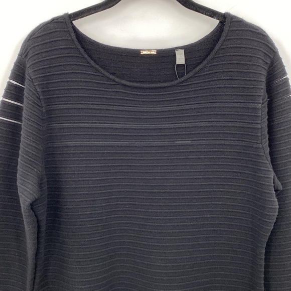 Tahari Ribbed Sheath Dress Stretchy Classic Minimalist Elegant Black Size Large - Picture 2 of 8